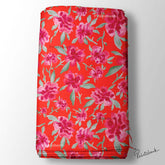 Bright Cherry Red Floral Digital Printed Good Quality Fabric Wholesale Market